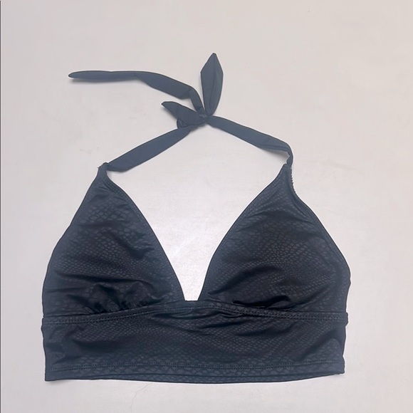 ❤️ MERONA Snakeskin Black Halter Bikini Top medium - Picture 2 of 5